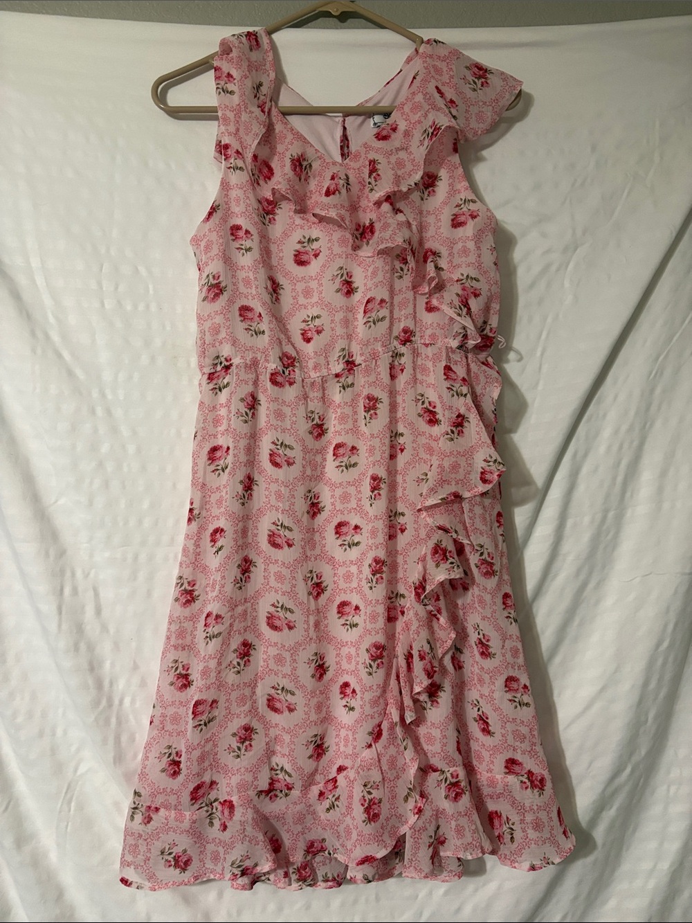 Little Girls Pink Floral Ruffle Sundress